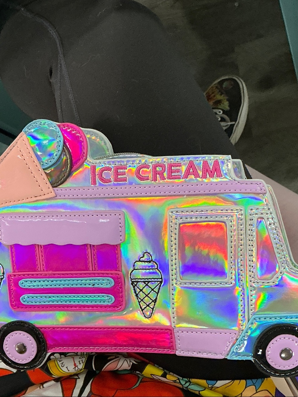 Ice Cream Truck Holographic Kids Crossbody Bag - Pink & Lavender